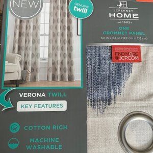 JCPenney Home Verona Twill One Grommet Curtain Panel 50"x84"